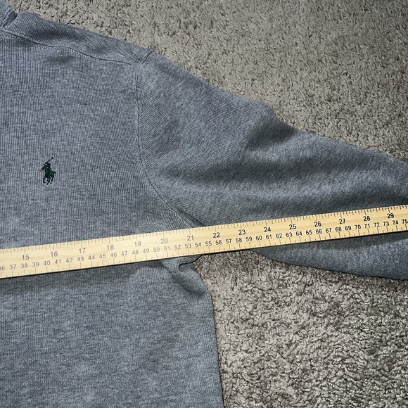 Polo Ralph Lauren Mens 1/2 Zip Sweater 100% Cotton Gray w/ Green Logo Medium - Picture 5 of 6